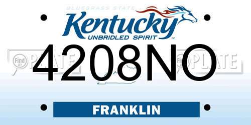 4208NO Kentucky License Plate