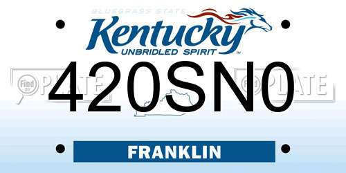 420SN0 Kentucky License Plate