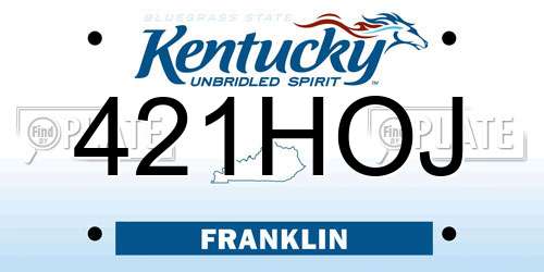 421HOJ Kentucky License Plate