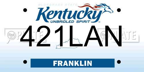 421LAN Kentucky License Plate