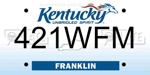 421WFM Kentucky License Plate