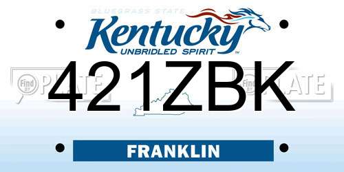 421ZBK Kentucky License Plate