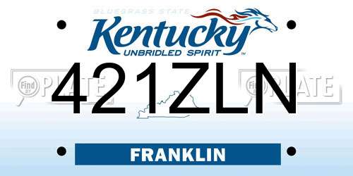 421ZLN Kentucky License Plate
