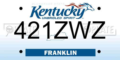 421ZWZ Kentucky License Plate