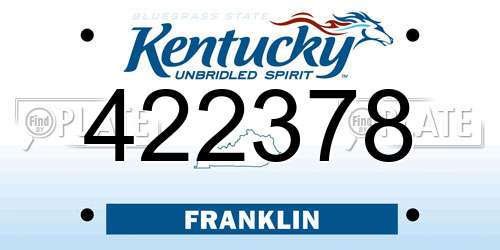 422378 Kentucky License Plate