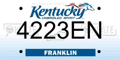 4223EN Kentucky License Plate