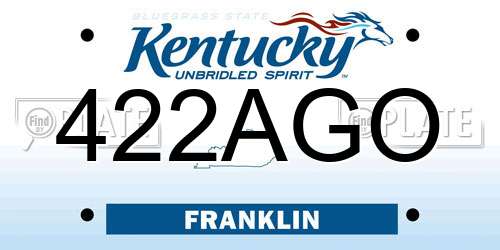 422AGO Kentucky License Plate