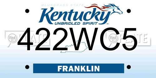422WC5 Kentucky License Plate