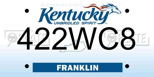 422WC8 Kentucky License Plate