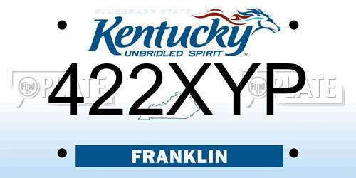 422XYP Kentucky License Plate