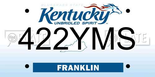 422YMS Kentucky License Plate