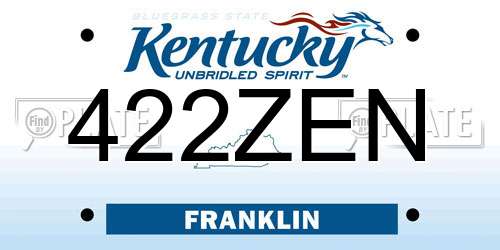 422ZEN Kentucky License Plate