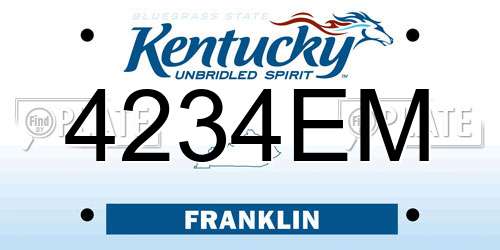 4234EM Kentucky License Plate