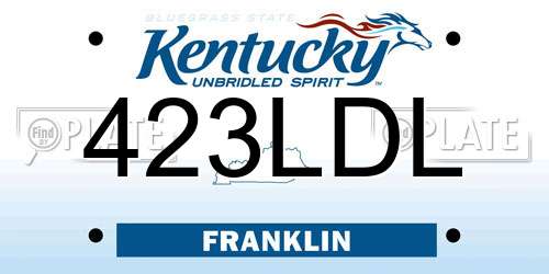 423LDL Kentucky License Plate