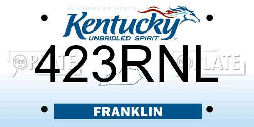 423RNL Kentucky License Plate