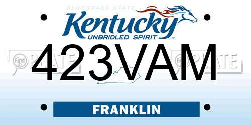 423VAM Kentucky License Plate