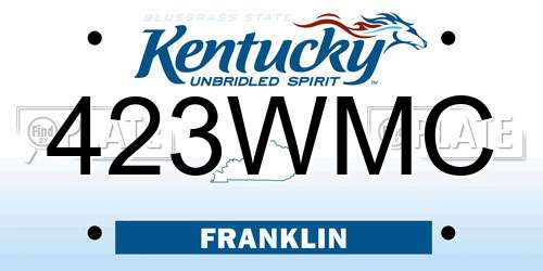 423WMC Kentucky License Plate