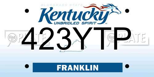 423YTP Kentucky License Plate