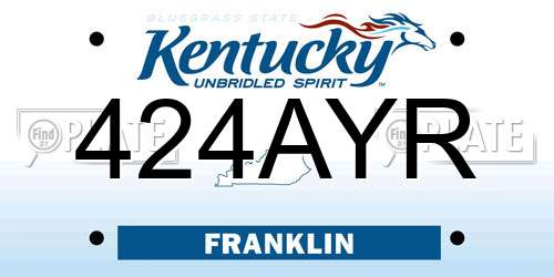 424AYR Kentucky License Plate
