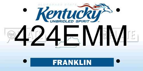 424EMM Kentucky License Plate