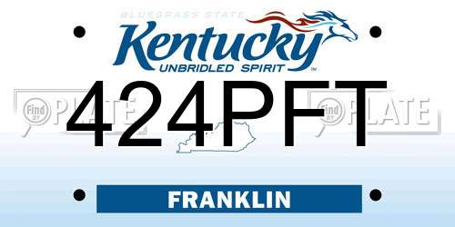 424PFT Kentucky License Plate
