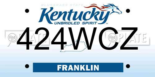 424WCZ Kentucky License Plate