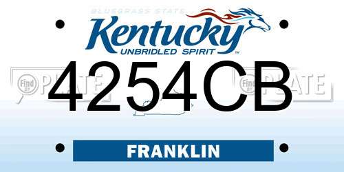 4254CB Kentucky License Plate