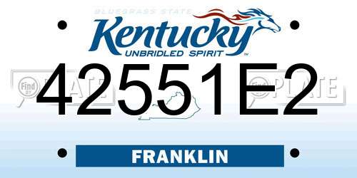 42551E2 Kentucky License Plate