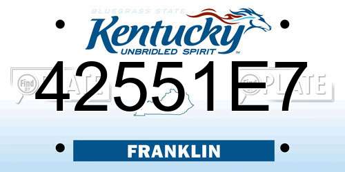 42551E7 Kentucky License Plate