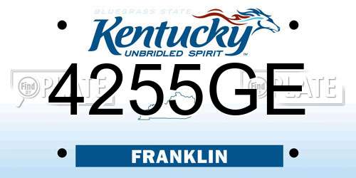 4255GE Kentucky License Plate