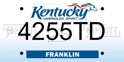 4255TD Kentucky License Plate