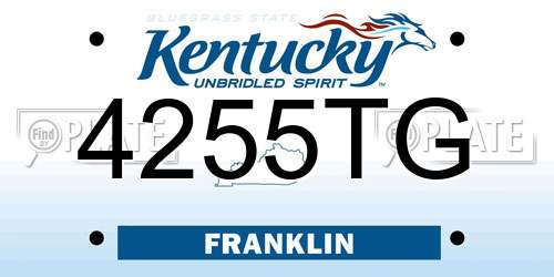 4255TG Kentucky License Plate