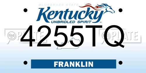 4255TQ Kentucky License Plate