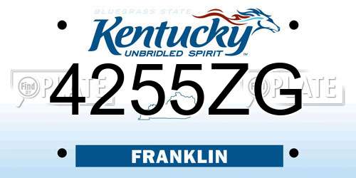 4255ZG Kentucky License Plate