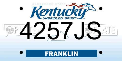 4257JS Kentucky License Plate