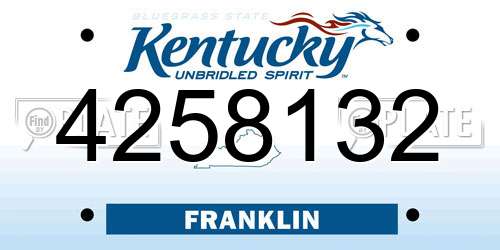 4258132 Kentucky License Plate