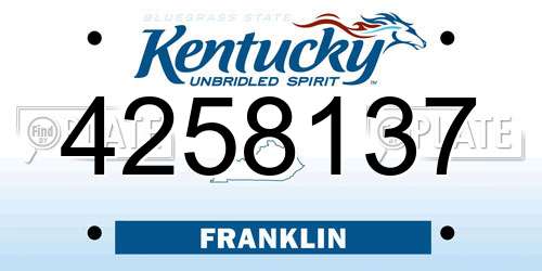 4258137 Kentucky License Plate
