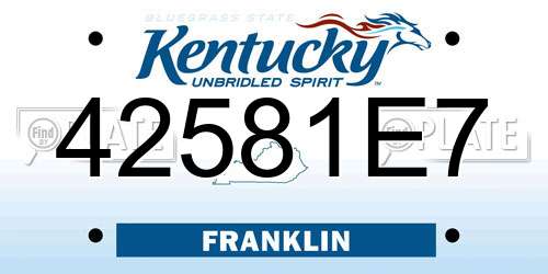 42581E7 Kentucky License Plate