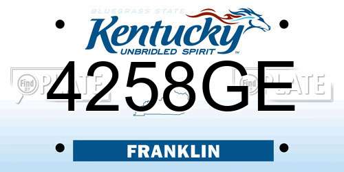 4258GE Kentucky License Plate