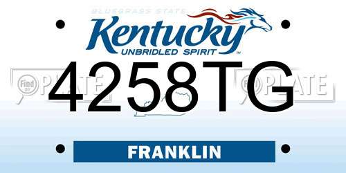 4258TG Kentucky License Plate