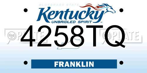 4258TQ Kentucky License Plate