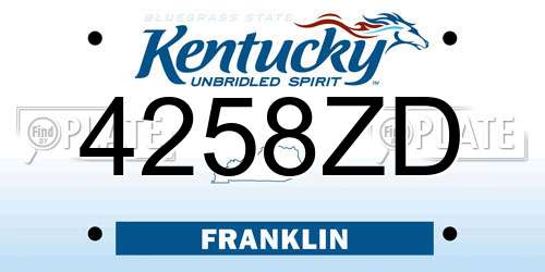 4258ZD Kentucky License Plate