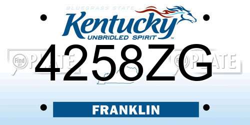 4258ZG Kentucky License Plate