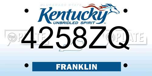4258ZQ Kentucky License Plate