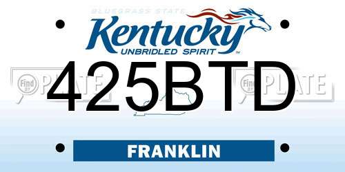 425BTD Kentucky License Plate