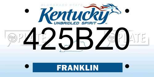 425BZ0 Kentucky License Plate