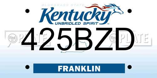 425BZD Kentucky License Plate