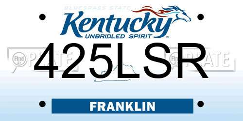 425LSR Kentucky License Plate