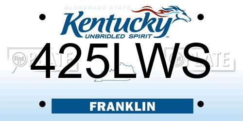 425LWS Kentucky License Plate