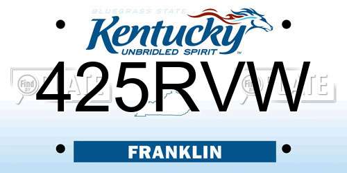 425RVW Kentucky License Plate